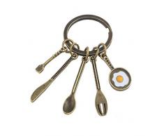 Mode Kreative Küchenwerkzeuge Chef Souvenir Geschenk Schlüsselbund Bronze Suppe Löffel Messer Gabel Pfanne Ei Anhänger Für Mutter