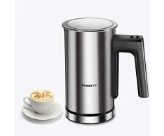 Milchschäumer,BOSSETY Milchaufschäumer elektrisch für Kaffee, automatischer Milchaufschäumer für Kaffee, heiße Pralinen, Latte, Cappuccino, elektrischer Milchwärmer, geräuschloser Betrieb(Silber)