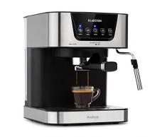 Klarstein Arabica Espressomaschine - 1050 Watt, 15 Bar, 1,5 Liter Wassertank, LED Digital-Display, abwaschbares Tropfgitter, bewegliche Aufschäumdüse, abnehmbarer Wassertank, Edelstahl