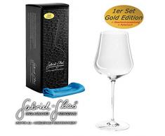 Palatina Werkstatt ® Gabriel-Glas | Gold Edition | Weinglas | mundgeblasen und nur 90 Gramm | spülmaschinenfest |+ spezielles Gläser-Poliertuch