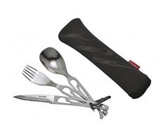 Baladéo Camping Besteck Basecamp - rostfreier Edelstahl - Messer - Löffel - Gabel - Dosenöffner - Kapselheber - Hülle