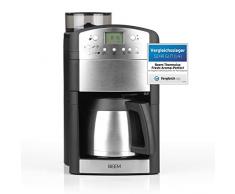 BEEM Fresh-Aroma-Perfect Thermolux | Kaffeemaschine mit Mahlwerk für Kaffeebohnen und Filterkaffee| 1,25 l Isolierkanne für 2-10 Tassen | inkl. Permanentfilter und Timer [1000 Watt/silber]