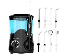 Elektrische Munddusche, Profi-Munddusche mit 10 einstellbaren Wasserdruckwerten, 600ml Fassungsvermögen und 8 multifunktionalen Düsenspitzen (Schwarz)