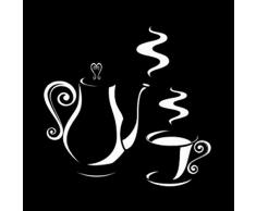 RTCH Auto Aufkleber 2 Stück 13.6Cm * 13.6Cm Kaffeestube-Tee-Schalen-Vinylauto-Aufkleber-Motorrad-Schwarzes/Silber