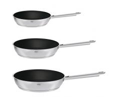 Rösle Edelstahl Pfannen Set 3tlg. Dialog 20 + 24 + 28 cm, mit Keramikbeschichtung schwarz