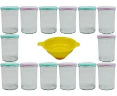 mikken 14 x Einmachglas 430 ml Marmeladenglas mit Schraubverschluss inkl. Einmachtrichter