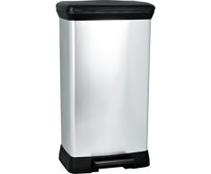 CURVER Deco Bin Abfalleimer, Plastik, Silber Metallic, 39 x 29 x 72