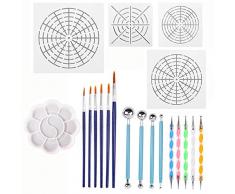 20 stücke Mandala Punktierung Werkzeuge Set Punktierung Stifte Pinsel Mandala Schablone Ball Stylus Malen Tablett für Malerei Felsen Zeichnung Ausarbeitung