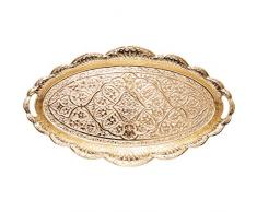 Türkische Ottoman Kaffee Tee Getränk Servieren Tablett Ellipse (Antik Gold)