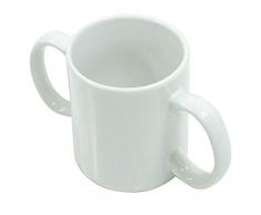 Trinkbecher für Erwachsene, 2 Griffe. Keramikbecher Alltagshilfe. Einfach zu halten. Dignity Tasse, ideal für Menschen mit Parkinson-Krankheit, Arthritis oder geschwächtem Griff. Weiß