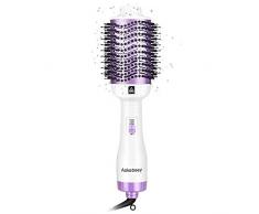 Aokebeey Professionel Rundbürstenföhn 5 in 1 Multifunktional Oval Haartrockner Ionic Fönbürste Haarglätter Bürste für Frauen Weiß Lila
