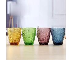 CXK Farbbecher Champagnerbecher Cocktailglas Whiskybecher Kristallskulptur Saftglas Becher Weinglas Glasgetränk, 4-TLG