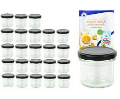 24er Set Sturzglas 230 ml To 82 Deckel schwarz incl. Diamant Gelierzauber Rezeptheft