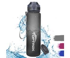 toptrek Trinkflasche 1L BPA-Frei Wasserflasche aus Tritan EIN-klick-Öffnung/Versiegelt Auslaufsicher, Sportflasche für Sport, Fitness, Camping, Uni, Fahrrad, Outdoor (Grau)