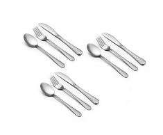 TEAMFAR Kinderbesteck, 9-teilig Edelstahl Poliert Kinderbesteck Set für Kleinkind, Kleiner Löffel Messer Gabel mit Hammergriff, Ungiftig & Gesund, Spülmaschinengeeignet