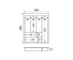 Besteckkasten für 45er Auszug / Besteckeinsatz für Grass-Auszüge / Auszüge B 360 mm x L 480 mm mit 7 Facheinteilungen