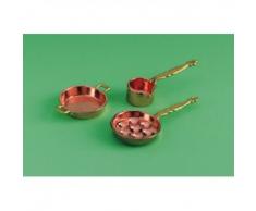 Miniatur Puppenhaus 1:12, nostalgische Accessoires, Kupferpfannen, dreiteilig