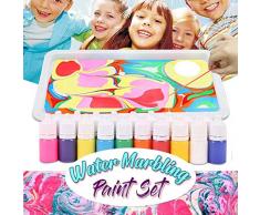 2019 Wasser marmorierung Malerei Sets, 6 Farben Wasser Marmorierung Papier Ebru Kunst Werkzeug mit A5 Tablett Kinder schwimmende Malerei Supplies Set künstlerische Kreativität Anbau-Tools ()