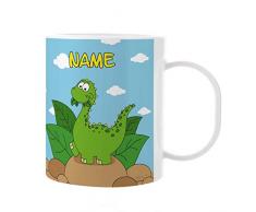 Striefchen® niedliche Dino Kindertasse aus Kunststoff mit Aufdruck des Namens