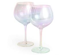 Beautify Schillernde Gin-Gläser - Gin G&T - Ballon-Stil - 2er-Set - Lange Stielgläser