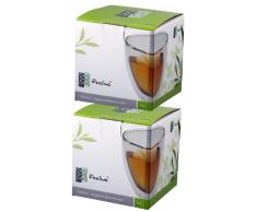 Erlebnisgläser: 2x 250ml doppelwandiges Teeglas mit Herzform innen, Thermoglas mit Schwebe-Effekt als einzigartiges edles Teeglas und Kaffeeglas, Feelino-Teeglas, für Ostern als Ostergeschenk oder zum Muttertag als Muttertagsgeschenk