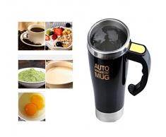 Mengshen Magnetische Rühren Tasse Auto Magnetic Mug 450ml Double Layer Stainless Steel Self Stirring Magnet Coffee Cup for Travel Office, A008M Black