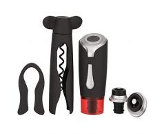 Wein Zubehör Geschenk Set,Intelligent Elektrisch Vakuum Weinpumpen - Flaschenverschluss&Weinverschluss Nit Aufnahmefunktion - 15 Tage Frisch - Spirale Korkenzieher&Weinöffner - Folienschneider,4Pcs