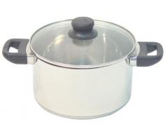 axentia Kochtopf Elsass in Silber, Fleischtopf aus rostfreiem Edelstahl, Edelstahl-Kochtopf mit hochwertigen schwarzen Kunststoffgriffen, Küchentopf für alle Herdarten, Durchmesser: ca. 20 cm