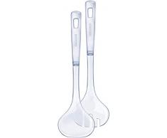 Leifheit Salatbesteck, aus hochwertigem Kunststoff, Salatgabel, Salatlöffel 33 cm ideal für hohe Schüsseln, spülmaschinenfest, mit Haken die verhindern dass das Besteck in die Schüssel rutscht