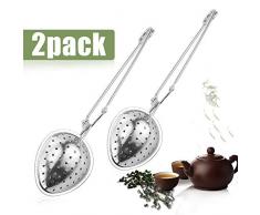 Zaloife Brühlöffel, Teesieb Löffel Edelstahl, Teeei für Tasse, Teesieb für Loseblatt Tee 2pcs, Silber