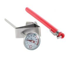 Thermometer mit Halterung aus Edelstahl für Milchkännchen - Eintauchthermometer - Spezialthermometer für Barista