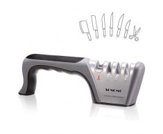 Sonomo Manuelle Messerschärfer Messerschleifer 4 Stufen Messerschaerfer Profi, Wolframstahl für Grobschärfen und Scheren Schleifen/Diamant für Feinschärfen/Keramikstein für Präzisionsschärfen