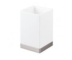 iDesign Clarity Trinkbecher, Badezimmer Becher zur Aufbewahrung aus Kunststoff, weiß/mattsilberfarben