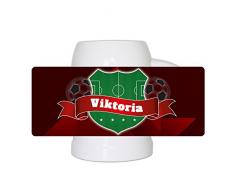 Fußball-Bierkrug mit Namen Viktoria und schönem Fußball-Wappen - Fan-Bierkrug personalisiert - Deutschland-Krug - Bierhumpen