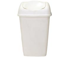 axentia Schwingdeckeleimer ca. 9 l, Abfalleimer aus weißem Kunststoff, geruchsaufhaltender Mülleimer mit Schwingdeckel