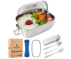 DecoHaus Praktische Edelstahl Bento Box mit Besteck und Bestecktasche 1400ml - Zero Waste Edelstahl Brotdose und Meal prep Behälter für Kinder und Erwachsene - Auslaufsichere Lunch Box mit Fächern