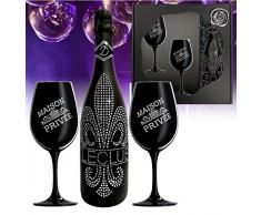 Das Sekt Geschenkset BLING!| Diamond Le Club mit 1.000 Kristallen 2 Champagnergläser aus schwarzem Kristallglas | limitierte Edition Geschenk Valentinstag Mutter