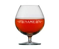 Stölzle Lausitz Cognac Glas 585 ml mit Gravur des Namens Weinrebenmotiv