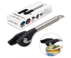 Dosenöffner, Manuell Dosenöffner Edelstahl Dosenöffner Sicherheit, Büchsenöffner mit Kapselheber, Dosen Öffner Küchenhelfer, Kunststoff/Rostfreier Edelstahl, Glattem Rand, Wiederverschließbar