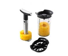 GEFU 13550 Ananasschneider Professional Plus - Messer und Schäler Set für Ananas - Edelstahl Schneider mit Behälter