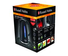 Russell Hobbs Wasserkocher Textures+, 1,7l, 2400W, LED Beleuchtung, Schnellkochfunktion, optimierte Ausgusstülle, herausnehmbarer Kalkfilter, Teekocher schwarz 22591-70 [Energieklasse A+++]