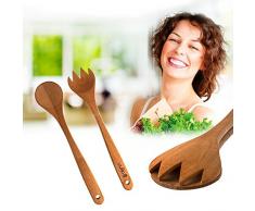 Uulki® 2-TLG. Set Salatbesteck groß lang aus Kirschbaumholz, geölt – Salatlöffel und Salatgabel Gabel Kirschholz modern Länge 30 cm Umwelfreundlich & in Europa hergestellt Gravur