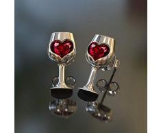 Heart-Shaped Ohrringe Kreative Rotwein Kelch Ohrringe Mit Edelstein-Ohrringe Damen Einfach Wilde Schmuck Geeignet Für Geschenk