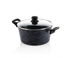 Westinghouse Kochtopf Induktion - 24cm Schmortopf - Beschichteter Topf mit Deckel - Schwarze Marmor