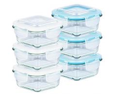 Grizzly Frischhaltedosen Glas 6 Stück Set quadratisch 520 ml Vorratsdosen mit Deckel