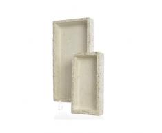 Kaemingk Terrazzo Tablett 2er Set Serviertablett Tischdekoration 2teilig weiß