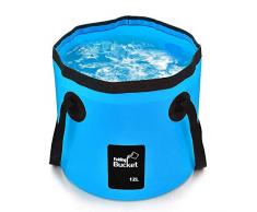 Faltbarer Eimer, 12L Tragbar Waschbecken Multifunktions Falteimer Wasser Vorratsbehälter für Auto Waschen Camping Reisen Wandern Angeln Bootfahren Gartenarbeit