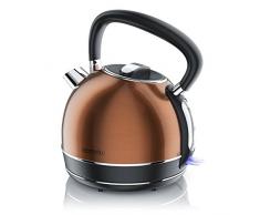 Arendo - Wasserkocher Edelstahl - Teekessel Retro Style - max. 2200W - Herausnehmbarer - austauschbarer Kalkfilter - Füllmenge 1,7 Liter - automatische Abschaltung - Modell 2019 mit GS - Kupfer Design