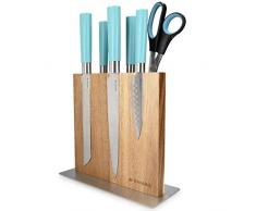 Navaris Messerhalter doppelseitig magnetisch aus Akazie - Magnet Messerblock Messerbrett Magnethalter beidseitig - Messer Halterung Holz unbestückt