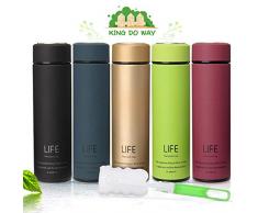 king do way Thermosflasche Edelstahl Thermoskanne, Wasserflasche Isolierflasche Isolierkanne Teekanne mit Teesieb 500ml, Lange Zeit Isolierung